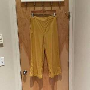 Old Navy mustard yellow linen blend wide-leg crop pants size 8 - EUC